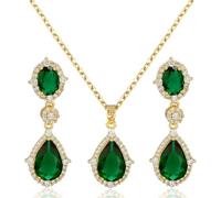TOFBS Tropfen Schmuckset Zirkonia Halskette Ohrringe Anhänger Kristall Strass Elegant Luxuriös Hochwertig Damenschmuck