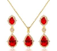 TOFBS Tropfen Schmuckset Zirkonia Halskette Ohrringe Anhänger Kristall Strass Elegant Luxuriös Hochwertig Damenschmuck