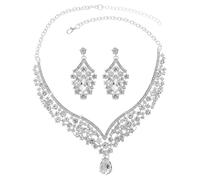 TOFBS Tropfenform Strass Schmuckset Halskette Ohrringe Damen Brautschmuck Hochzeit Kristall Collier Elegant Luxus Schmuck