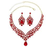 TOFBS Tropfenform Strass Schmuckset Halskette Ohrringe Damen Brautschmuck Hochzeit Kristall Collier Elegant Luxus Schmuck