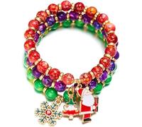 TOFBS Weihnachten Perlen Armbänder Set 3 Stück Weihnachten Schmuck Set Weihnachten Geschenk Mädchen Anhänger Perlen Armbänder #4