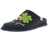 Tofee Damen Hausschuhe Pantoffeln Pantoletten Slipper Naturwollfilz (Viel Glück) anthrazit, Größe:37, Farbe:Anthrazit