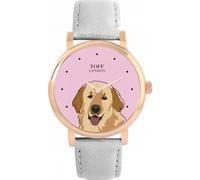 Toff London Beige Golden Retriever Head Hundeuhr 38mm Gehäuse 3atm Wasserdicht Maßgeschneidertes Quarzwerk Luxus Modisch