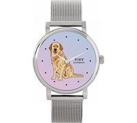 Toff London Beige Golden Retriever Head Hundeuhr 38mm Gehäuse 3atm Wasserdicht Maßgeschneidertes Quarzwerk Luxus Modisch