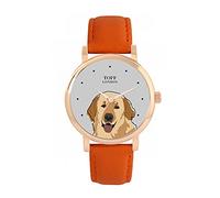 Toff London Beige Golden Retriever Head Hundeuhr 38mm Gehäuse 3atm Wasserdicht Maßgeschneidertes Quarzwerk Luxus Modisch