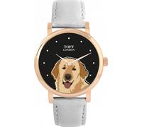 Toff London Beige Golden Retriever Head Hundeuhr 38mm Gehäuse 3atm Wasserdicht Maßgeschneidertes Quarzwerk Luxus Modisch