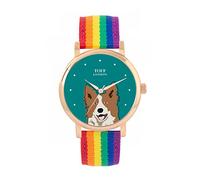 Toff London Braune weiße Border-Collie-Kopf-Hundeuhr