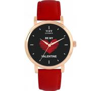Toff London Schwarz mit rotem Herzen Be My Valentine Watch
