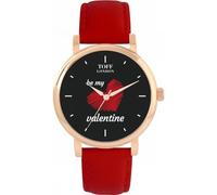 Toff London Schwarz mit rotem Herzen Be My Valentine Watch