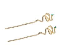 Tofficu 2 Stück Chinesische Haarstäbchen Schlangenform aus Zinklegierung mit Strass Glatte Oberfläche für Duttfrisuren bei Damen und Mädchen Elegantes Haaraccessoire