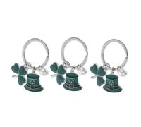 Tofficu 3 Stück Kleeblatt Schlüsselanhänger zum St Patrick's Day aus Zinklegierung Grün Dekorativer Taschenanhänger Mitgebsel für Partytüten