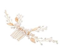 Tofficu Eleganter Goldener Haarkamm aus Metall mit Künstlichen Perlen Einfach zu Klemmen und Fest Haltend für Braut und Party Haar Schmuck