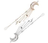 Tofficu Mond und Stern Haarschmuck mit Quasten 2 Stück Goldene und Silberne Haarklammern für Frauen und Mädchen Passend für Festival und Weihnachten
