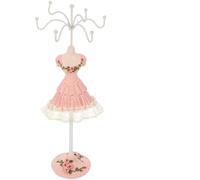 Tofficu Rosa Schmuckständer aus Metall mit Kleidermodell für Halsketten und Ohrringe Eleganter Schmuck und Halsketten Organizer für Zuhause und Schmuckgeschäft