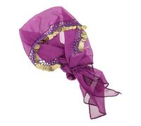 Tofficu Verstellbares Violettes Bauchtanz Kopftuch aus Tüll und Metall mit Münzschmuck Komfortabler Tribal Tanzschmuck für Damen und Mädchen bei Auftritten und Kostümen