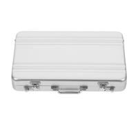 Tofficu Visitenkartenetui, Namenskartenetui aus Aluminiumlegierung mit Griff, Mini-aktenkoffer-Organizer aus Metall für Geschäftstreffen Und Veranstaltungen, Aufbewahrung für Herren (Silber)