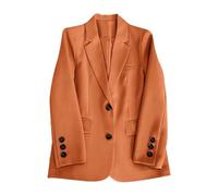 TOFOTL Blazer Lang Business Casual Damen Tailliert Frühling Karierte Kurz Karierter Sommerblazer Sweatblazer Leichter Große Größen Kurzmantel Festliche Festlich Business Casual Damen Orange XL