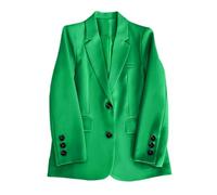 TOFOTL Blazer Lang Damen Coat Women Kurze Oversized Leinenblazer Kurzblazer Übergang Sportlich Long 3/4 Arm Jersey Sportliche Festlich Frühjahrsjacke Coat Women Grün XXL