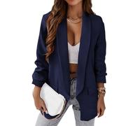 TOFOTL Boucle Blazer Ausgefallene Jacken - Tailliert Blusenjacke Langer Kurzer Business Kurzmantel Festlich Strickblazer Leicht Frühling Karierte Kurz Ausgefallene - Jacken Dunkelblau XXL