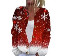 TOFOTL Chrismas Norwegen Weihnachten Strickjacke Bunt Damen Witzige Reissverschluss Elch Norwegermuster Cat Personalisierter Weihnachtspullover Weihnachtscardigan Tiefrot 5XL
