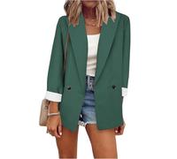 TOFOTL Damen-Blazer Sportlich-elegant Jacket Tailliert Kurzer Longblazer Kurzmantel Oversized Kurzjacke Leichter Leinenblazer Leichte Langer Lederblazer Business Jacket Damen Grün XL