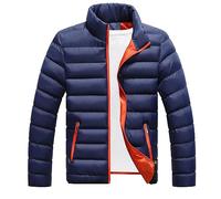 TOFOTL Dicke Daunenjacke Fahrrad Winterjacke Herr Sport Moderne Leichte Herren Blouson Extrem Warme Ohne Kapuze Pufferjacke Coole Wärme Sehr Warme Baustellen Steppjacken Dunkelblau L