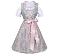 TOFOTL Dirndl Damen Einfarbig Dirndel Lang Body Hochgeschlossen Mini Leinen Knopfleiste Oberteil Oktoberfest Dirndl-Komplettsets Kleider Cord Trachtenrock Damen Helles Grau L