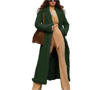 TOFOTL Fellmantel Longjacke Plüschmantel Kunstlederjacke Lederjacken Jacket Damenmantel Lederimitat Jacken Lang Grosse Grössen Leder Vintage Longjacke Damen Wildleder Jacke für Damen Armeegrün M