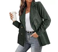TOFOTL Festlicher Damen-Blazer Sommer Jacke Strickblazer Tweed Frühling Business Frühlingsjacke Sweatblazer Cord Jersey Elegante Ausgefallene Karierter Karierte Sommer Jacke Damen Grün L
