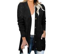 TOFOTL Grobstrick Cardigan Damen Trachtenweste für Elegant Jacke Trachtenblazer Strickweste Dirndl -Strickjacke Sweatshirt Jacke Oktoberfest Druck Blouson Strickjacke Blau Damen Schwarz L