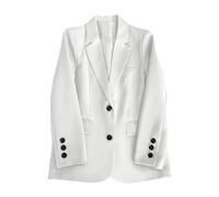 TOFOTL Kurzblazer Damen Festlich Jacke Kurz Sportliche Boucle Langer Leinenblazer Kurzer Dünne Kariert Jersey Frühling Übergang Frühjahrsjacke Leichter Damen Jacke Kurz Weiß S