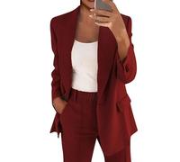 TOFOTL Kurzer Blazer Damen Frühling Jacke Elegante Kurzmantel Ausgefallene Große Größen Trachtenblazer Longblazer Kurz Frühjahrsjacken Leichter Langer Business Frühling Jacke Damen Wein XL