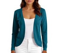 TOFOTL Lange Strickjacke Jacke Wolljacke Damen Mittellang Lange Strickjacken Kleidung Strick Boucle Langen Baumwolle Leichte Langer Cardigan Damen Dirndljacke Türkis L