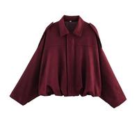 TOFOTL Lederjacken für Damen Vintage Suede Bomber Jacket Zippered Autumn Lederjacken Gefütterte -wildlederjacke -Winterjacke Fliegerjacke Kunstlederjacke Kurzmantel Bomber Jacke Damen Tiefrot M