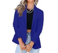TOFOTL Oversize Blazer Coat Women Frühjahrsjacke Kurzmantel Tweed Boucle-Jacke Kurzer Sweatblazer Sportliche Karierte Tailliert Kariert Casual Leichte Coat Women Blau L