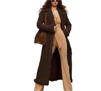 TOFOTL Plüschjacke Trenchcoat Mäntel Bodenlanger Longjacke Suede Fell Damenmantel Lederjacke Wildleder Jacke für Damen Cord Lederjacken Camel Warm Vintage Mantel Kaffee XXL