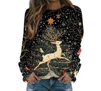 TOFOTL Weihnachtspullover Damen Weinglas Oversized Warm Langarm Strick Aus Baumwolle Weite Glitzer Mit Festlich Weihnachts Tshirt Weihnachtspullover Witzig Weihnachtsoutfit Damen Glitzer Schwarz S