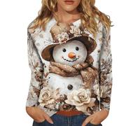 TOFOTL Weihnachtssweater Damen Weinglas Mit Glitzer Aus Baumwolle Warm Langarm Strick Glitzer Oversized Weite Große Größen Weihnachts Longshirt Norweger Damen Pullover Ugly Christmas Beige S