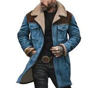 TOFOTL Wildleder Jacke Herren Leather Winterjacke Fell Varsity Dünne Winterjacken Sommerjacke Bikerjacke Lederjacken Lammfelljacke Winter Lederjacke Biker Herren Jacke Blau M