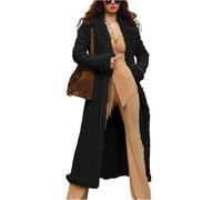 TOFOTL Wildleder Mantel Damen Oversize Fellimitat Leather Jacket Woman Gehrock Fellmantel Trench Longjacke Cord Lederjacken Gefütterte Wintermantel Bodenlanger Vintage Mantel Schwarz XL