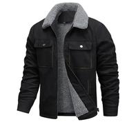 TOFOTL Wildlederjacke Herren Trucker Leather Collage Jacke Jacken Übergang Original Shearling Jackets Harrington Lederjacke Winterparka Ledermantel Lederjacke Gefüttert Herren Schwarz L