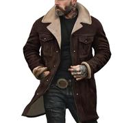 TOFOTL Winterjacke Herren Kurz Arbeits Lederjacke Winter Wildlederjacke Herren Schaffell Dicke Kışlık Luxus Bundeswehr Jackets Mantel Jacke Harrington Jacke Kaffee 3XL