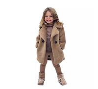 TOFOTL Wintermantel Flanell Jacke Damen Kuschel Puff Glänzend Fellimitat Karierter Gefüttert Steppjacke Beheizbarer Cordjacke Marken Gefütterte Kids Kinder Jacke Mädchen, Kamel 130