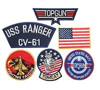 TOFOW US Pilot Pete Mitchell Fancy Dress Iron-On Patch Set, 6X Iron On Badges (TG), Aufnäher Bügelbild by ONEKOOL