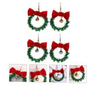 TOGEVAL 2 Paar Weihnachtsohrhänger Damen mit Schleifen und Glöckchen Farbecht Hautfreundlich Strapazierfähig Festlicher Ohrschmuck für Weihnachten und Partys