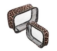 TOGEVAL 2 Stück Durchsichtige Kosmetiktasche Leopard Muster Klein Kulturbeutel Reise Organizer Für Frauen Toilettenartikel