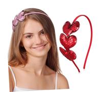 TOGEVAL 2 Stück Herz Haarreifen mit Glitzer für Valentinstag Funktionsreiche Pailletten Haaraccessoires Rot für Romantische Anlässe und Partys