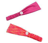 TOGEVAL 2 Stück Stretch Haarband mit Knopfleiste Elastisches Fitness Stirnband Atmungsaktiv Schweißabsorbierend Soft Stoff Sport Haarband für Damen Yoga Alltag