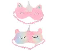 TOGEVAL 2 Stück Unicorn Schlafmaske Weiche Plüsch Augenbinde mit Farbverlauf und Einhornmotiven für Mädchen Gemütliche Schlafbrille Lichtblockierend für Einhornpartys und Erholsamen