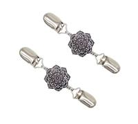 TOGEVAL 2 Stück Vintage Pullover Schal Clip Broschen aus Metall Retro Cardigan Kragenclip mit Blumen Design Langlebige Legierung Eleganter Schmuck für Damen Schals und Mantel